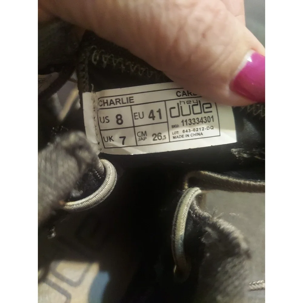 Hey Dude Charlie-Carbon Ultra Light‎ Mens Size 8 Hiking Comfort Boho Y2k Gray